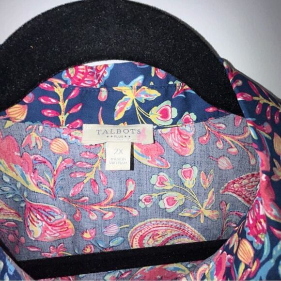 Talbots Paisley Print Long Sleeve Button Front Shirt - Picture 5 of 5